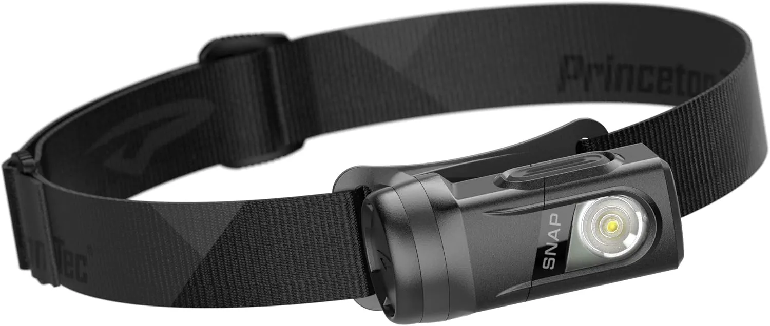 Princeton Tec Snap Headlamp with Dimmable 300 Lumens Maxbright White LEDs, IPX4 Water Resistance and 155 Hour Burn Time, Essential for Hiking, Camping, Hunting, and Safety Preparedness, Black
