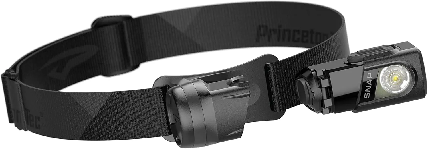 Princeton Tec Snap Headlamp with Dimmable 300 Lumens Maxbright White LEDs, IPX4 Water Resistance and 155 Hour Burn Time, Essential for Hiking, Camping, Hunting, and Safety Preparedness, Black