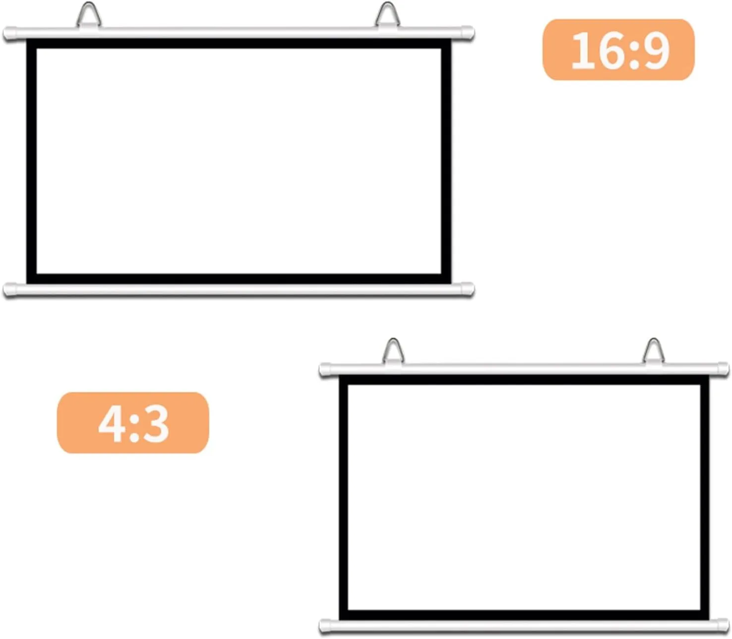 Projector Movies Screens, Pull Down Manual Projector Screen, Wall/Ceiling Mounted HD Screen Foldable Anti-Crease Portable, with Carry Bag(72"(16:9))