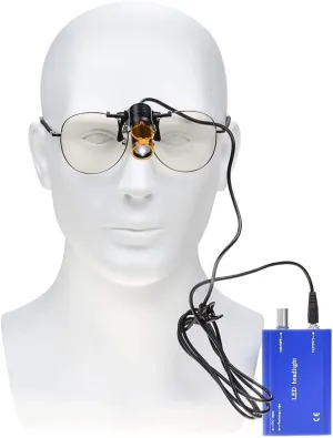 Protable LED Head Light Lamp for Binocular Loupe Metal Clip with Plastic Body for Fast Heat Dissipation (Blue)