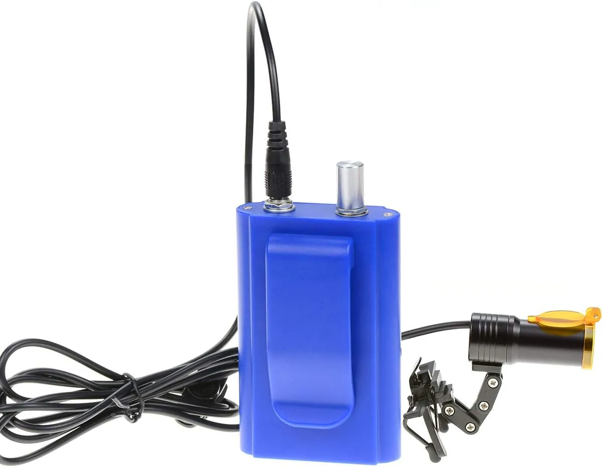 Protable LED Head Light Lamp for Binocular Loupe Metal Clip with Plastic Body for Fast Heat Dissipation (Blue)