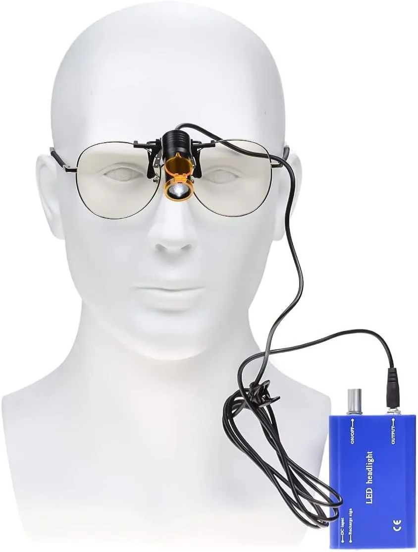 Protable LED Head Light Lamp for Binocular Loupe Metal Clip with Plastic Body for Fast Heat Dissipation (Blue)