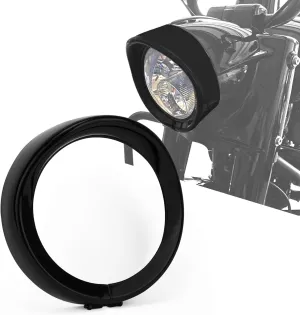 PSLER 7’’ Headlight Headlamp Bezel Trim Ring Visor Decorate Trim Cover Ring for Touring Street Glide Electra Glide Road King Softail Dyna Fatboy Trike