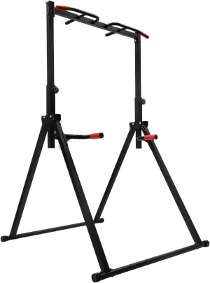 Pull Up Station, Triangular Power Tower Foldable Pull Up Bar Station, Height Adjustable Multi-Function Tower Workout Dip Stand for Home Gym Strength Training Equipment