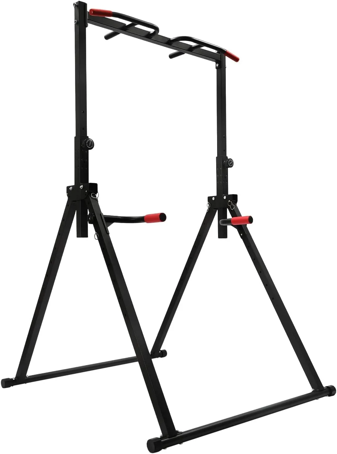 Pull Up Station, Triangular Power Tower Foldable Pull Up Bar Station, Height Adjustable Multi-Function Tower Workout Dip Stand for Home Gym Strength Training Equipment