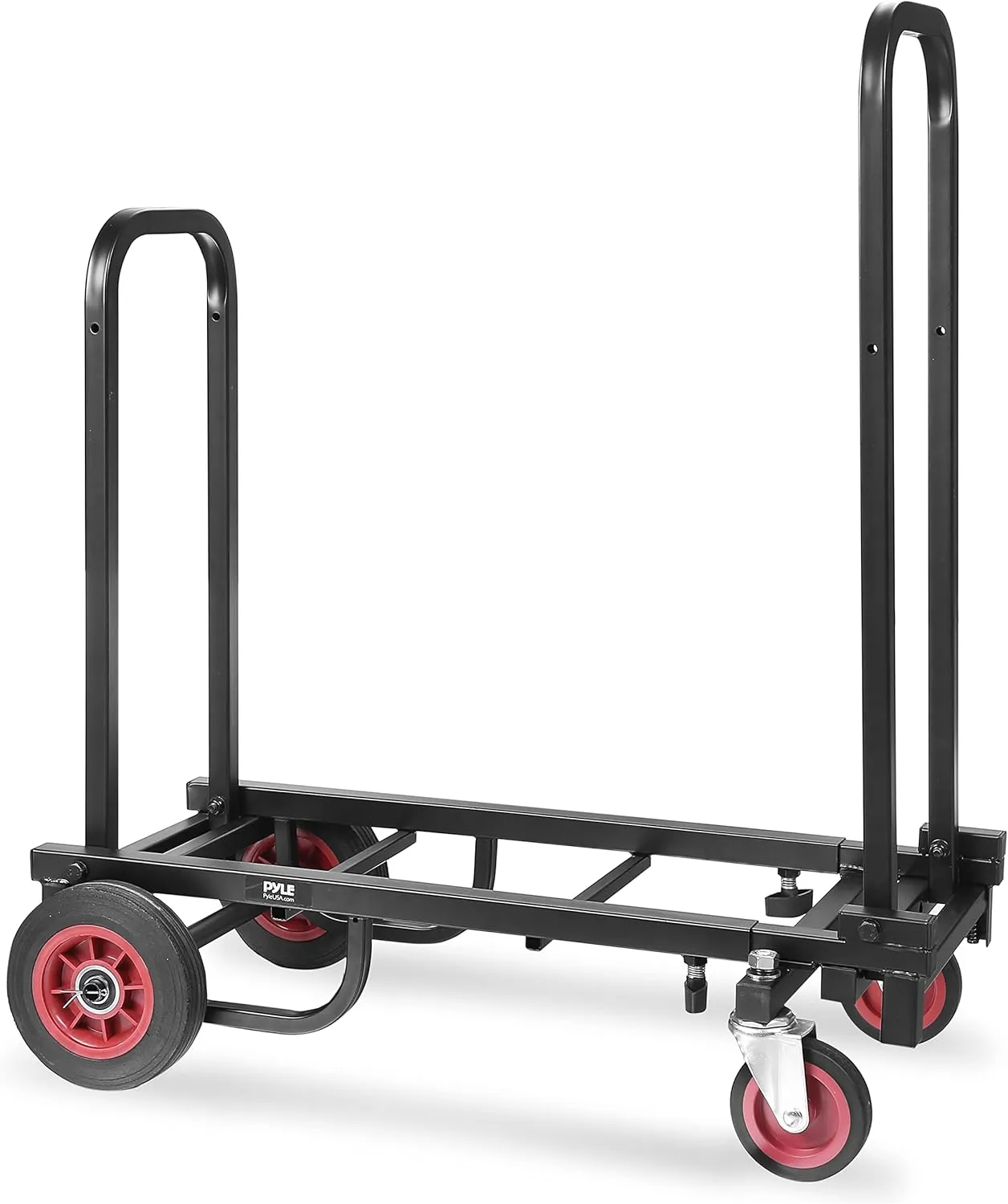 Pyle Compact Folding Adjustable Equipment Cart - Heavy Duty 8-in-1 Convertible Cart Hand Truck/Dolly/Platform Cart with R-Trac Wheels - Expandable Up to 25.24" to 40.24" - Pyle PKEQ38