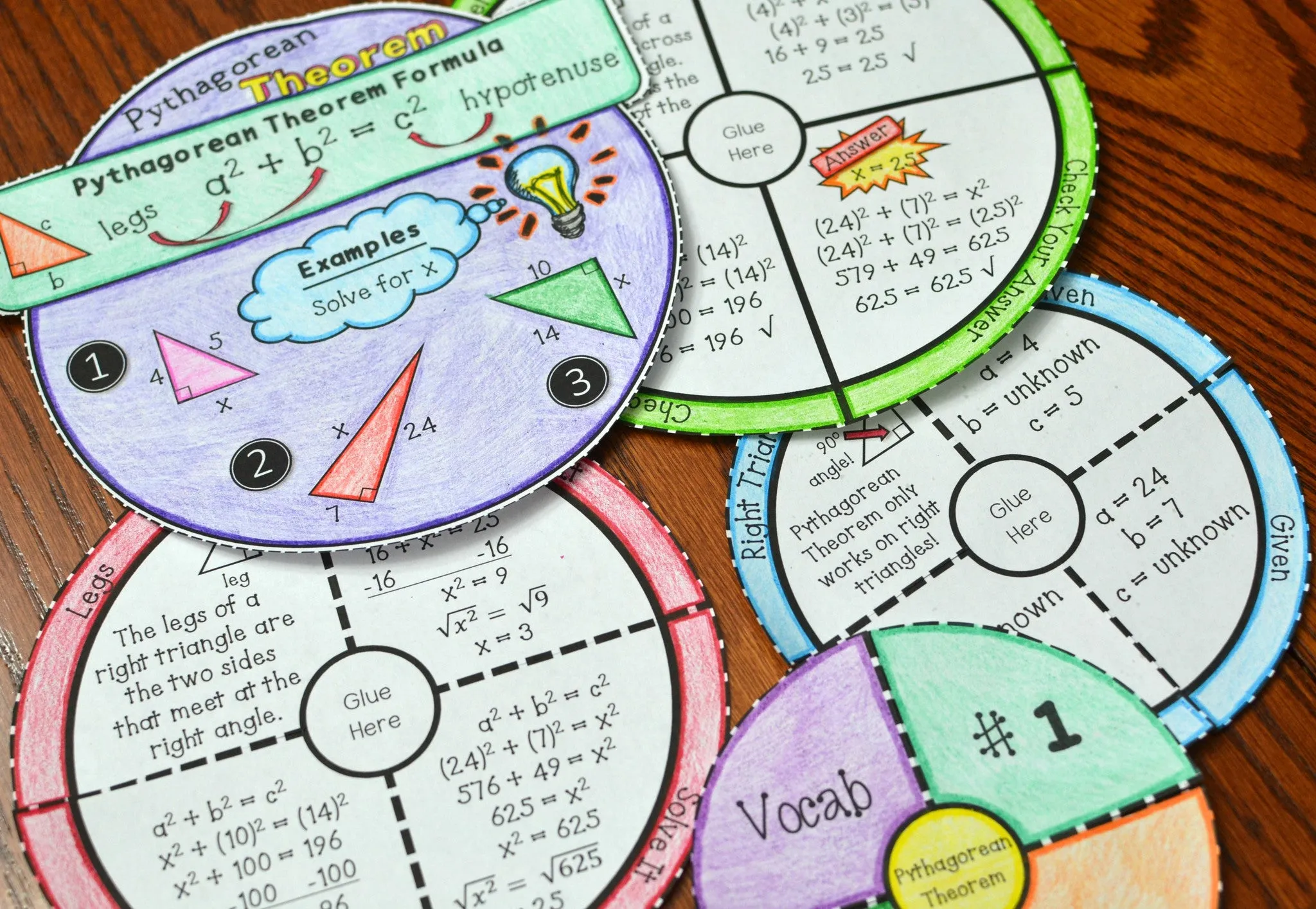 Pythagorean Theorem Wheel Foldable