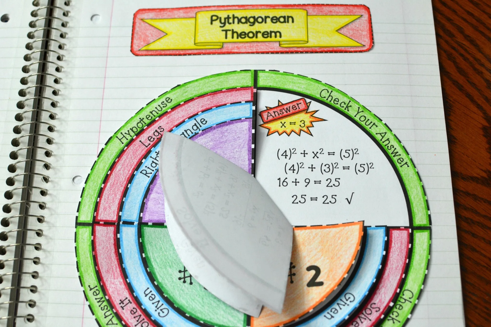 Pythagorean Theorem Wheel Foldable