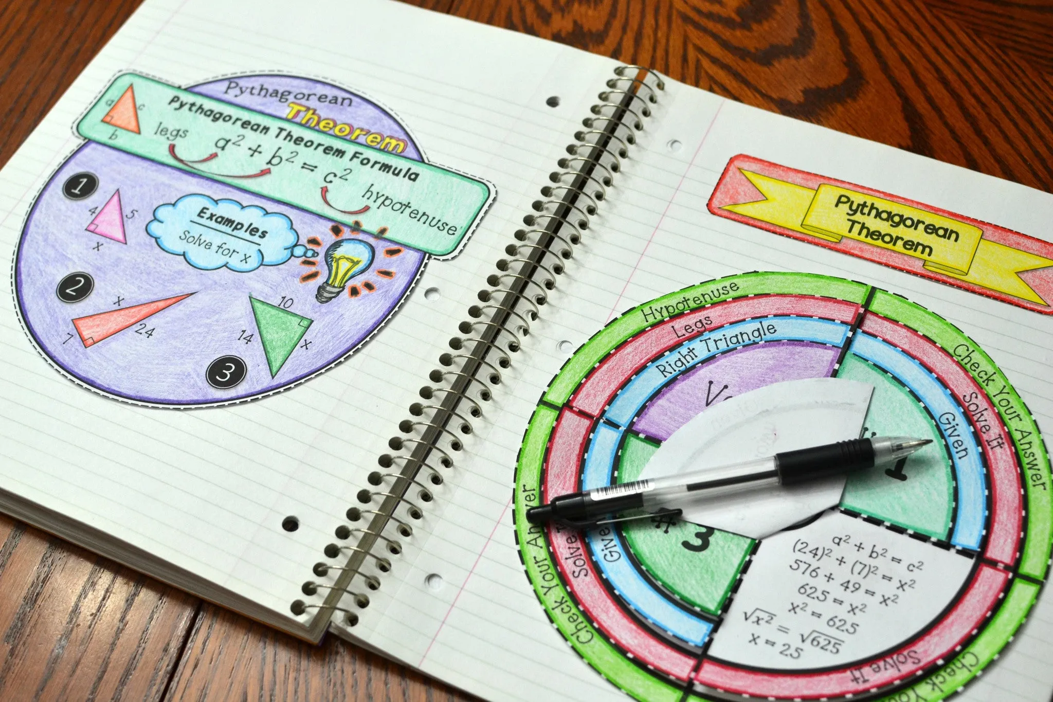 Pythagorean Theorem Wheel Foldable