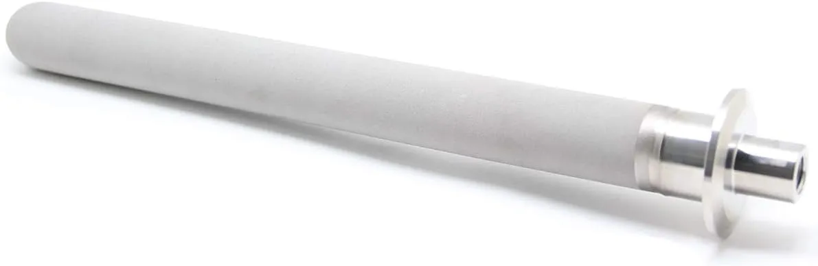 QiiMii Stainless Steel 1.5" Tri-Clamp Aeration Stone, 2 Micron, 12" Length, 1/4" NPT Female CO2 Inlet