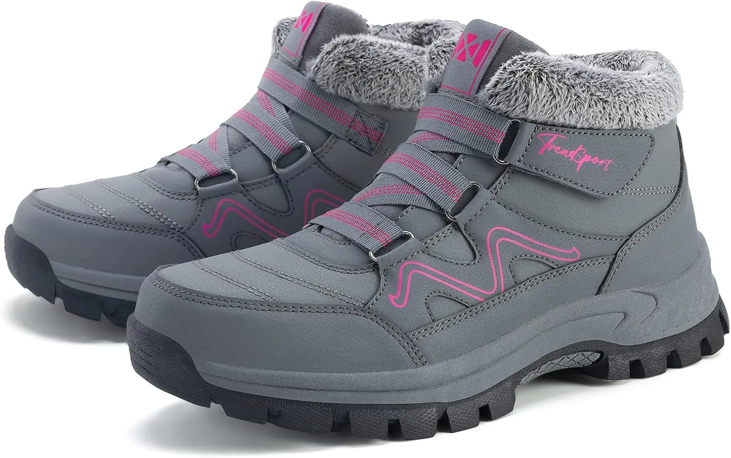 Qiucdzi Womens Winter Snow Boots Warm Fur Lined Anti-Slip Outdoor Ankle Booties Walking Shoes Non-Slip Trekking Shoes
