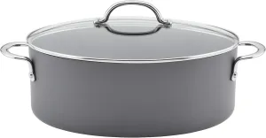 Rachael Ray 80090 Professional Hard Anodized Nonstick Cookware Oval Pasta Pot/Braiser, 8 Quart - Gray