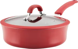 Rachael Ray Cook   Create Nonstick Sauté Pan with Lid, 3 Quart, Red