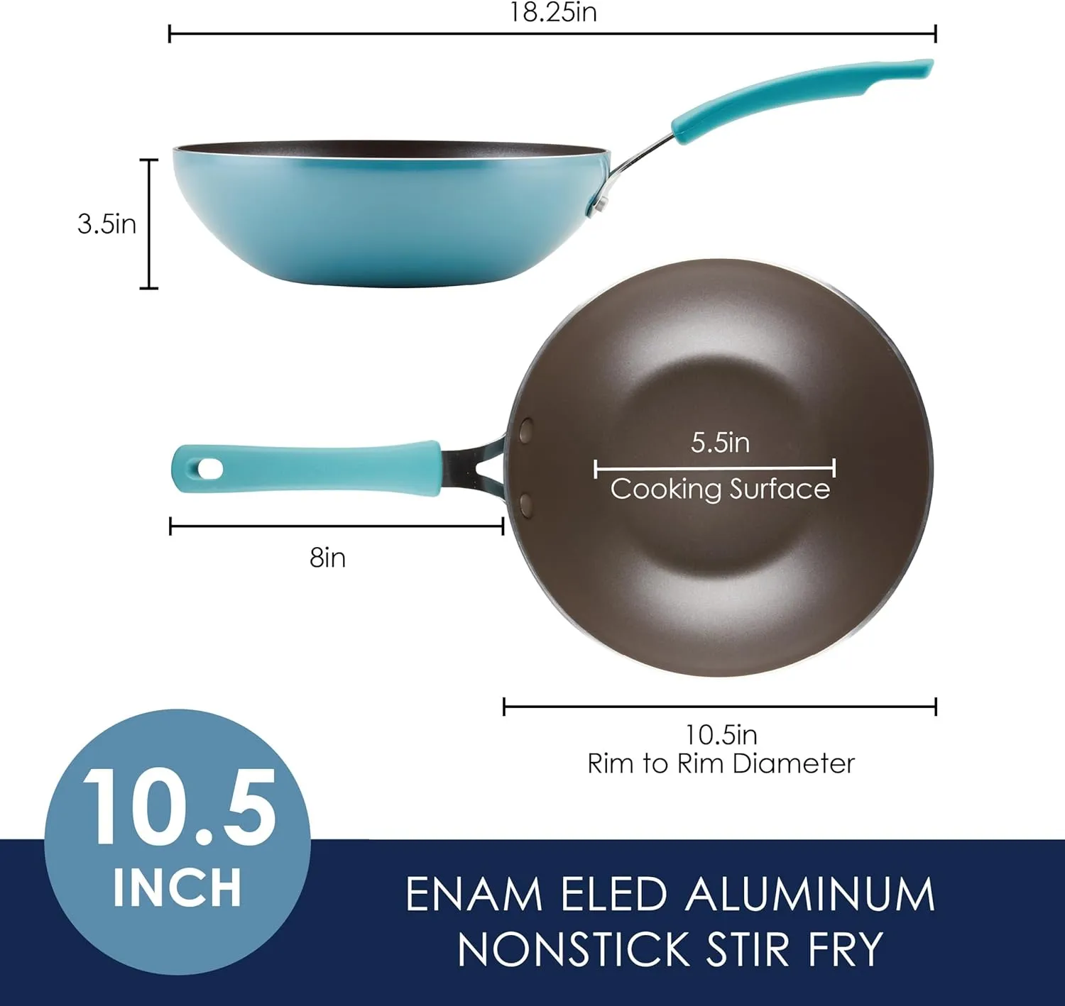 Rachael Ray Cook   Create Nonstick Stir Fry Pan/Wok, 10.5 Inch, Agave Blue