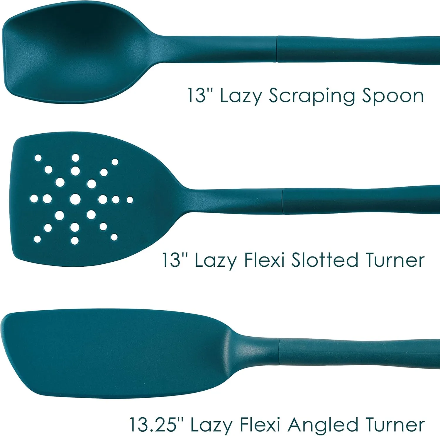 Rachael Ray Tools and Gadgets Spoon, Slotted and Solid Turners Set/ Cooking Utensils - 3 Piece, Teal Blue