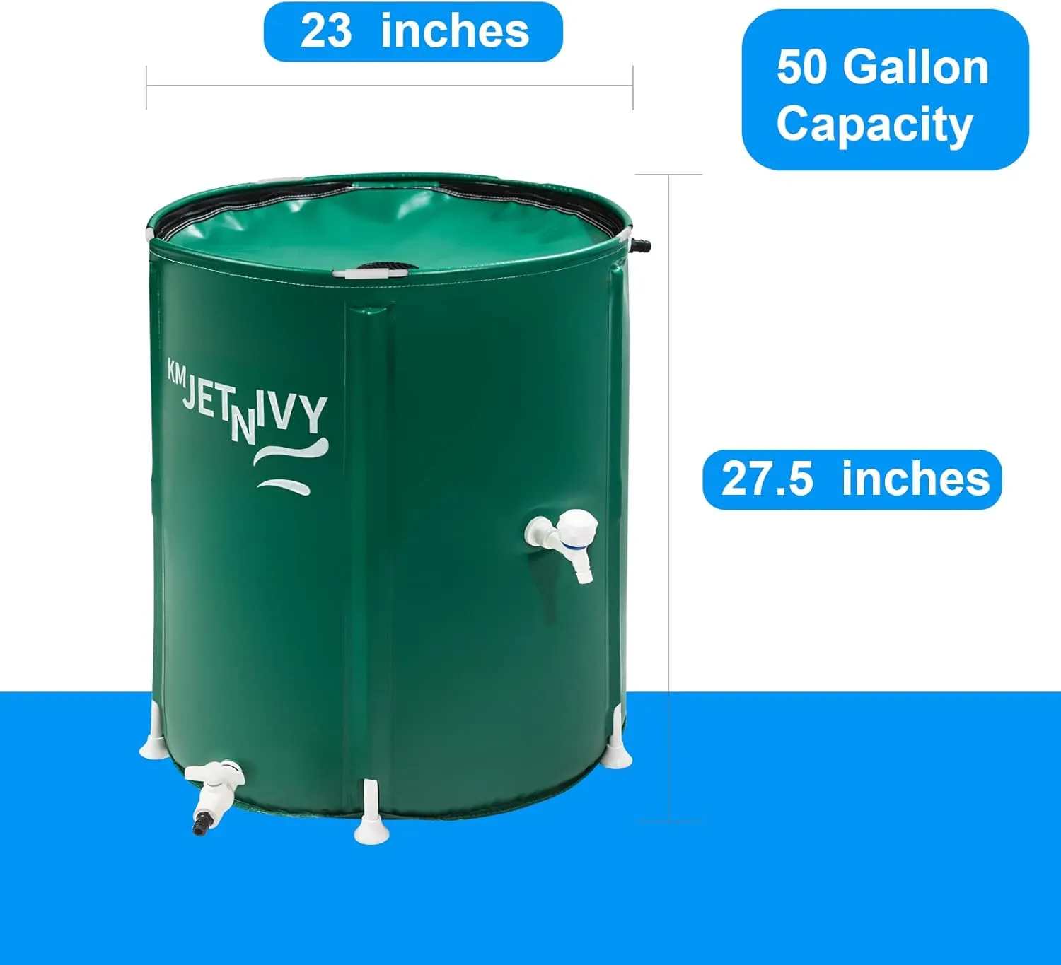 Rain Barrel Upgrade Anti-Collapse Collapsible Rainwater Collection System,Portable Water Storage Tank,Garden Water Catcher(Green,50G)
