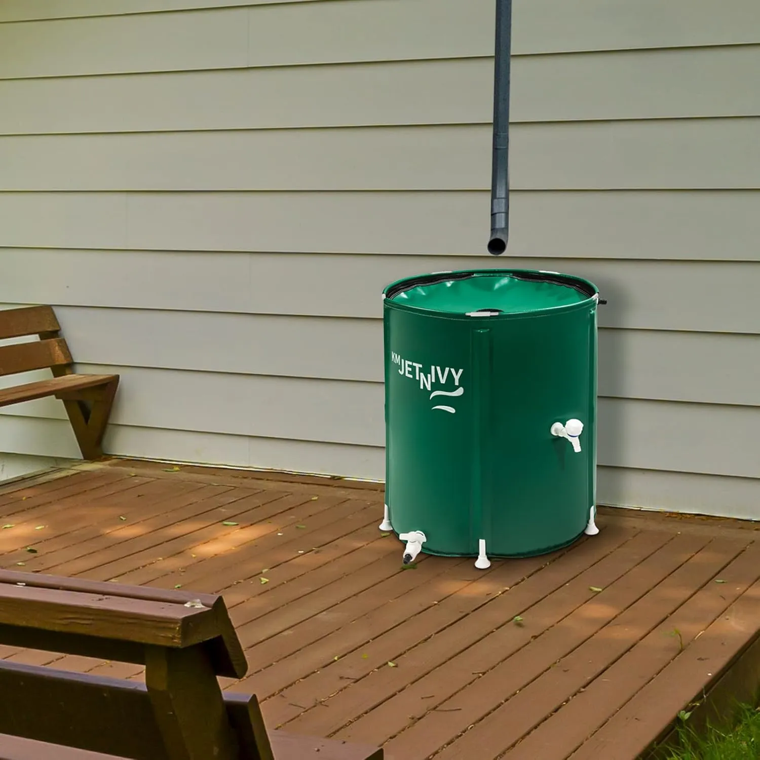 Rain Barrel Upgrade Anti-Collapse Collapsible Rainwater Collection System,Portable Water Storage Tank,Garden Water Catcher(Green,50G)