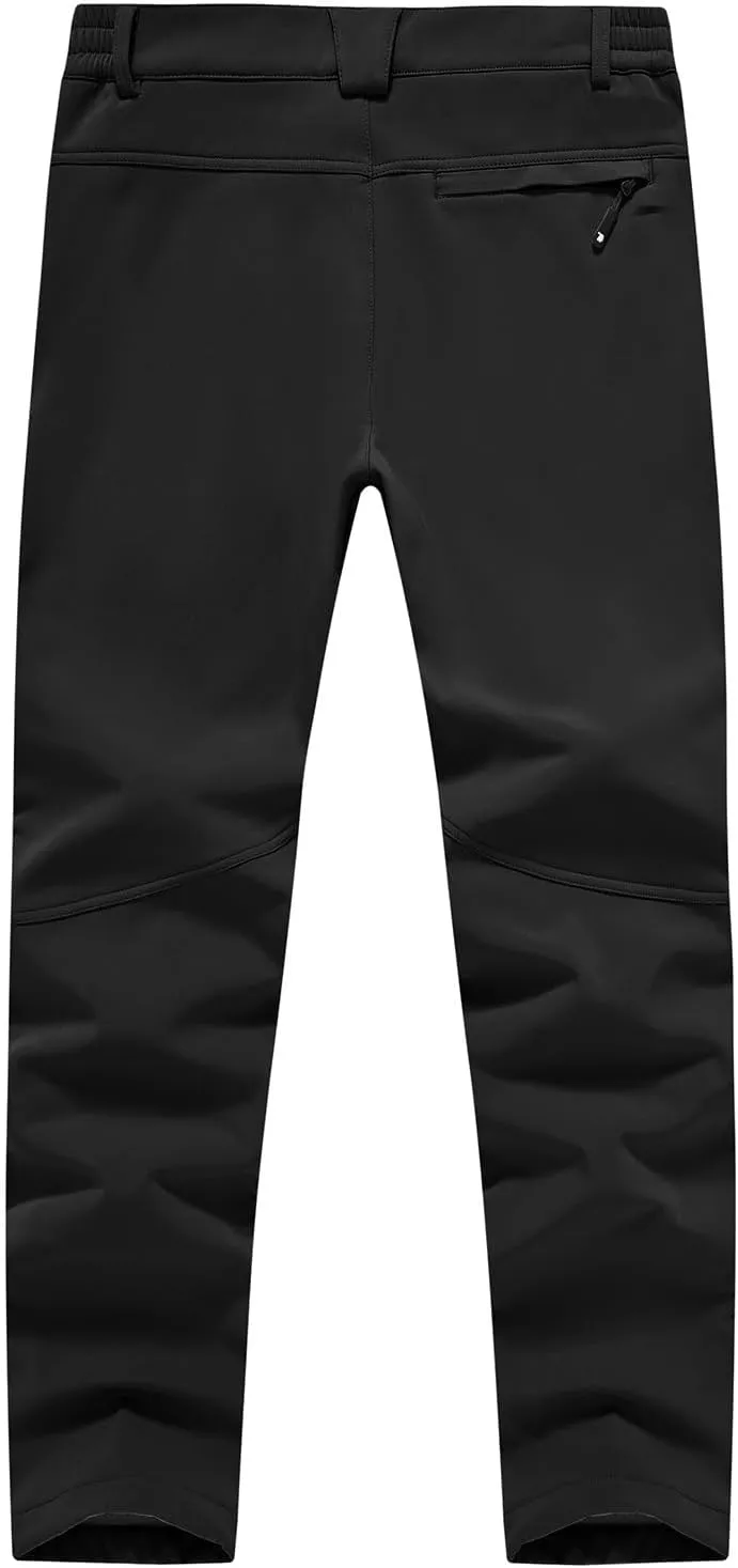 Rdruko Men's Snow Pants Waterproof Insulated Winter Hiking Pants Snowboard Fleece Lined Softshell Ski Pants