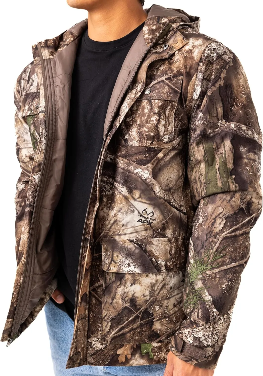 Realtree Men's Camo Hunting Insulated Cold Weather Parka Jacket - Wind-proof, Mid-weight and Super Warm