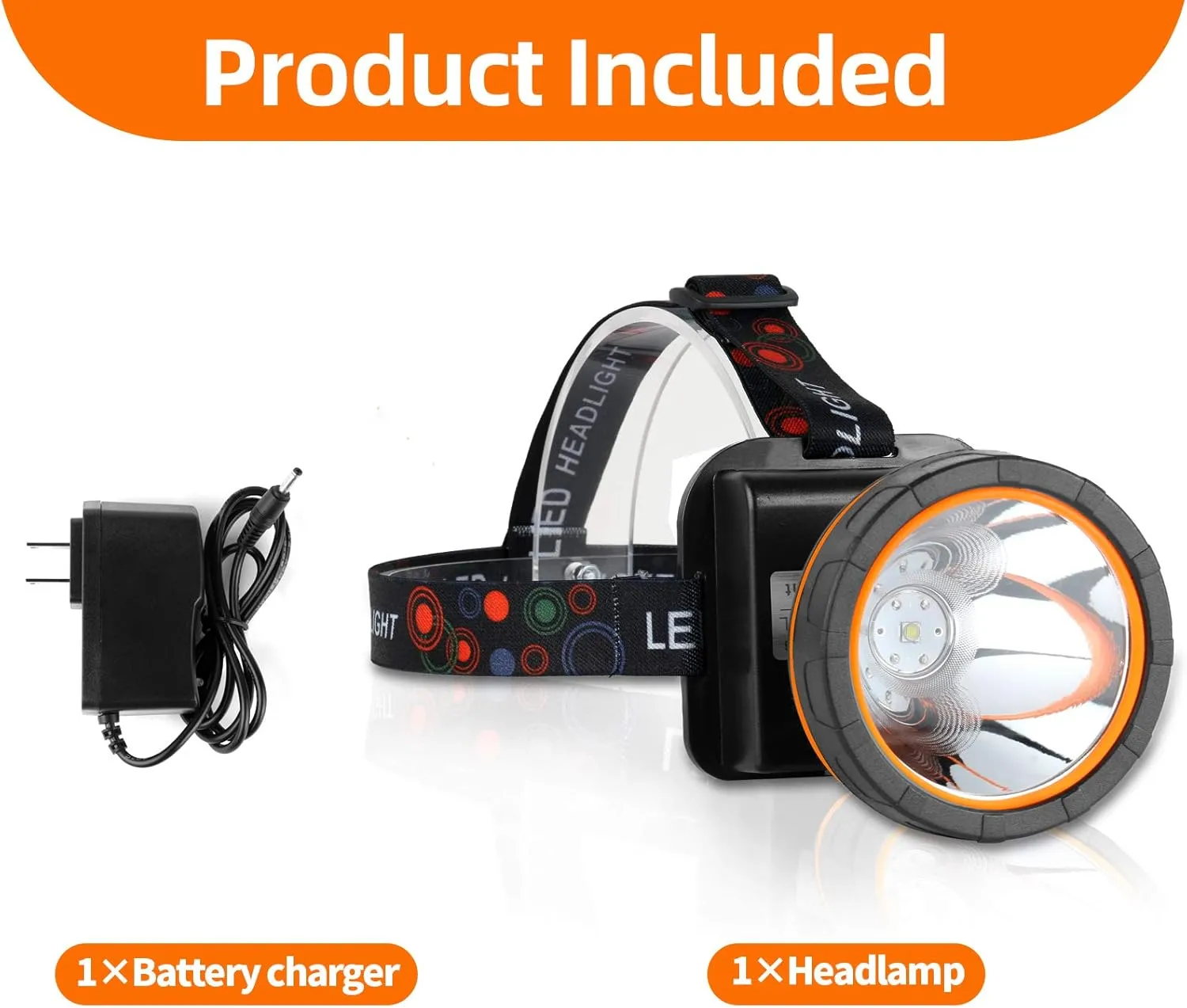 Rechargeable LED Headlamp,Superbright Headlight Waterproof Head Torch High Lumens Headlight for Hunting Fishing Hiking (Yellow Light)