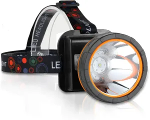 Rechargeable LED Headlamp,Superbright Headlight Waterproof Head Torch High Lumens Headlight for Hunting Fishing Hiking (Yellow Light)