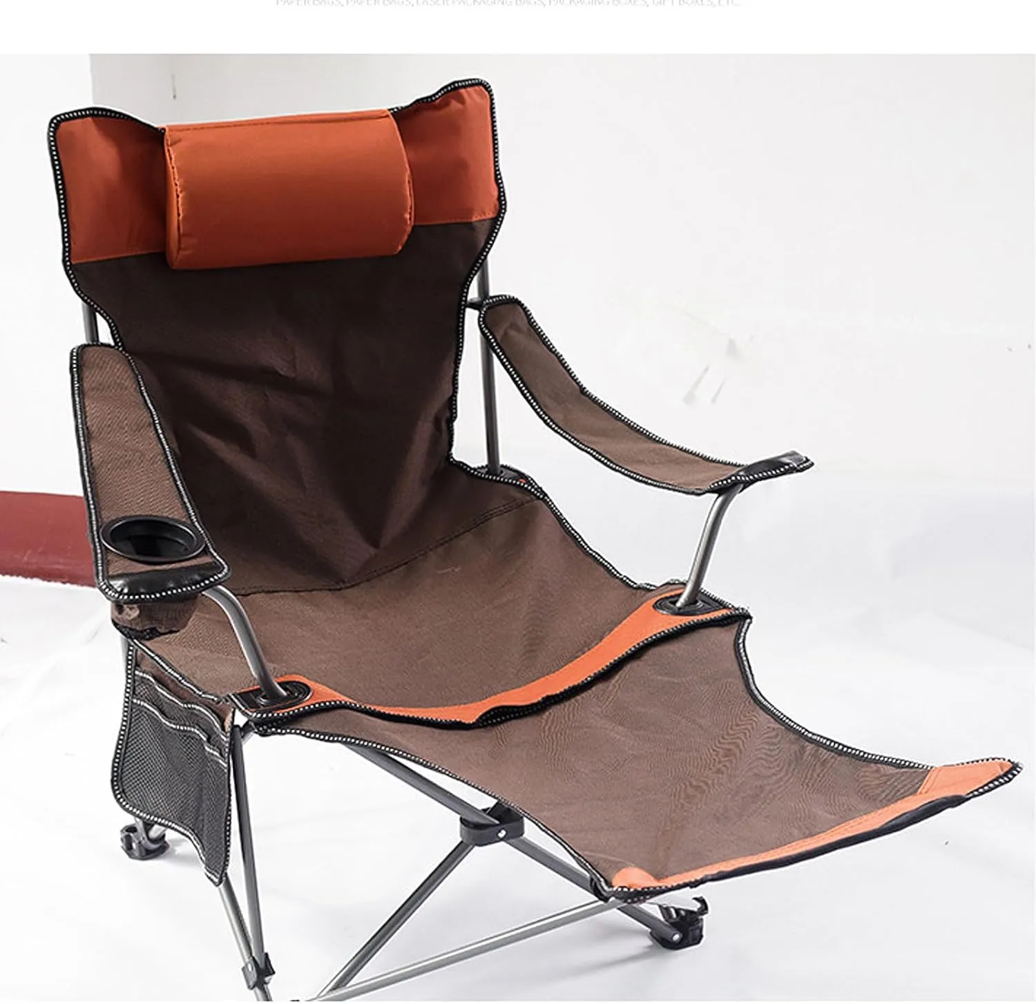 Reclining Camping Chair with Foot Rest w/Adjustable Backrest Comfortable for Adults 265Ibs Folding Lounger Beach Cooler Bag and Cup Holder Outdoor Camp Picnics-Green