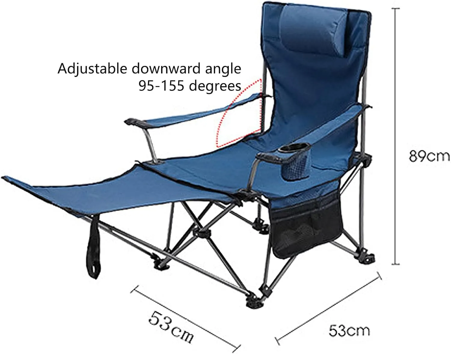 Reclining Camping Chair with Foot Rest w/Adjustable Backrest Comfortable for Adults 265Ibs Folding Lounger Beach Cooler Bag and Cup Holder Outdoor Camp Picnics-Green