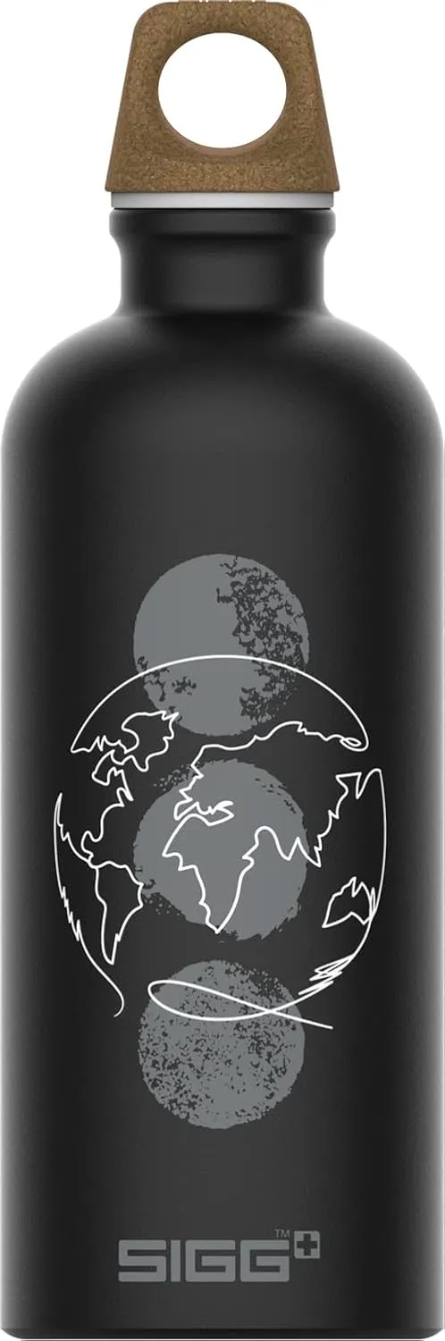 Recycled Metal Water Bottle - Traveller MyPlanet - Made in Switzerland - Carbonated Drinks - Lightweight 20, 34Oz