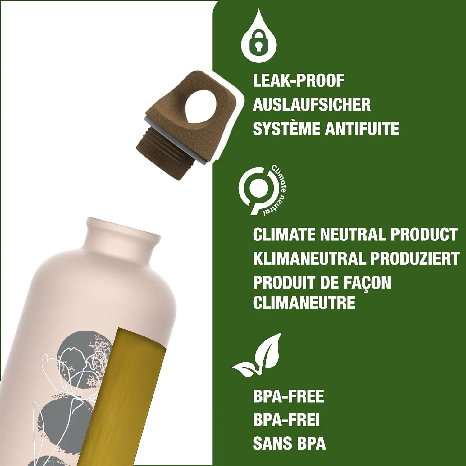 Recycled Metal Water Bottle - Traveller MyPlanet - Made in Switzerland - Carbonated Drinks - Lightweight 20, 34Oz