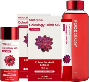 Redbottle 1-Month Burning Set/Coleology Drink Mix(2ea) & Coleology Cut(1ea) & Water Bottle(1ea)