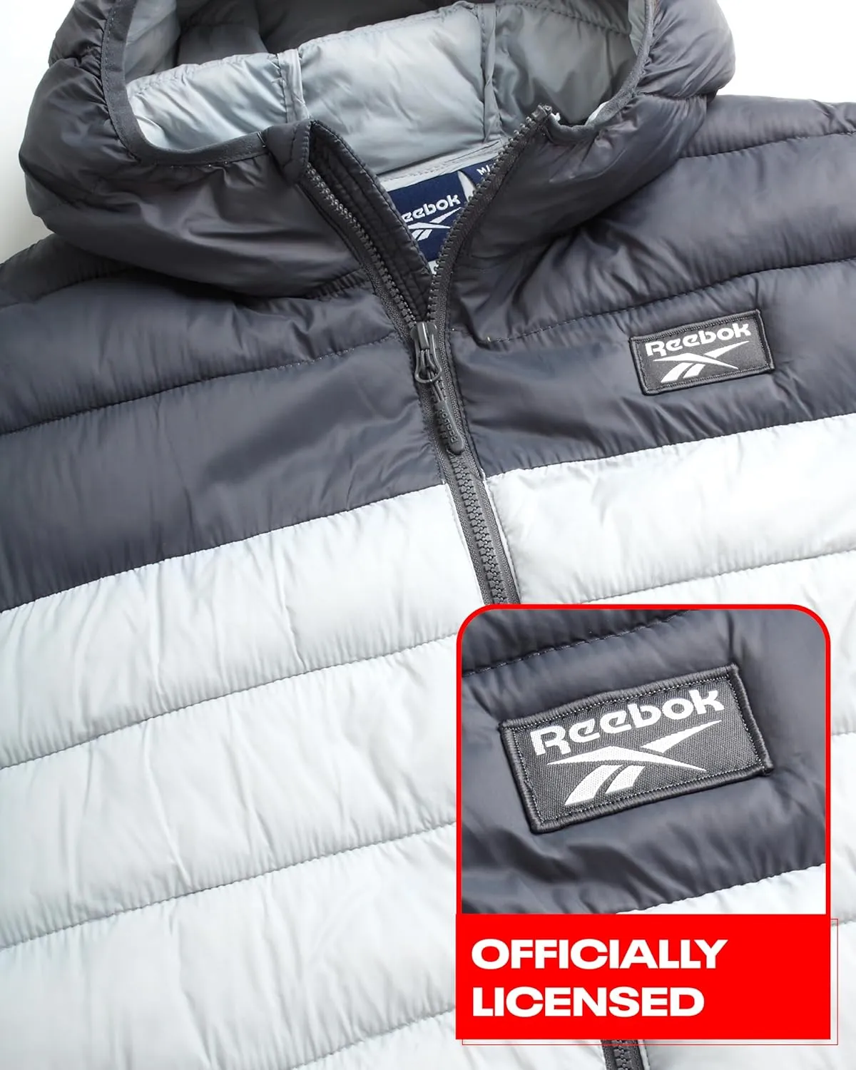 Reebok Mens Jacket - Lightweight Hooded Quilted Puffer Coat - Warm Insulated Winter Jacket for Men (S-4X)