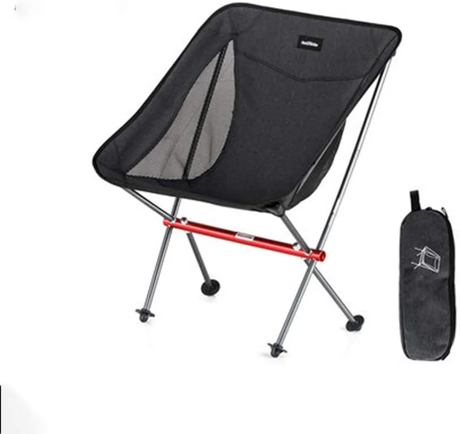 Renovation House Camping Chair Portable Foldable Mini Chair Lightweight Camping Hiking Travel Fishing Stools Breathable Mesh Cushion Folding Chair Heavy Duty Camping Furniture (Color : Black Size : S)