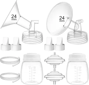 Replacement Pump Parts for Spectra S1 S2 9 Plus Synergy Gold Includes 24mm Flange Duckbill Valve Tubing Backflow Protector Bottle,Compatible with Motif Luna Cimilre Ameda MYA Pump