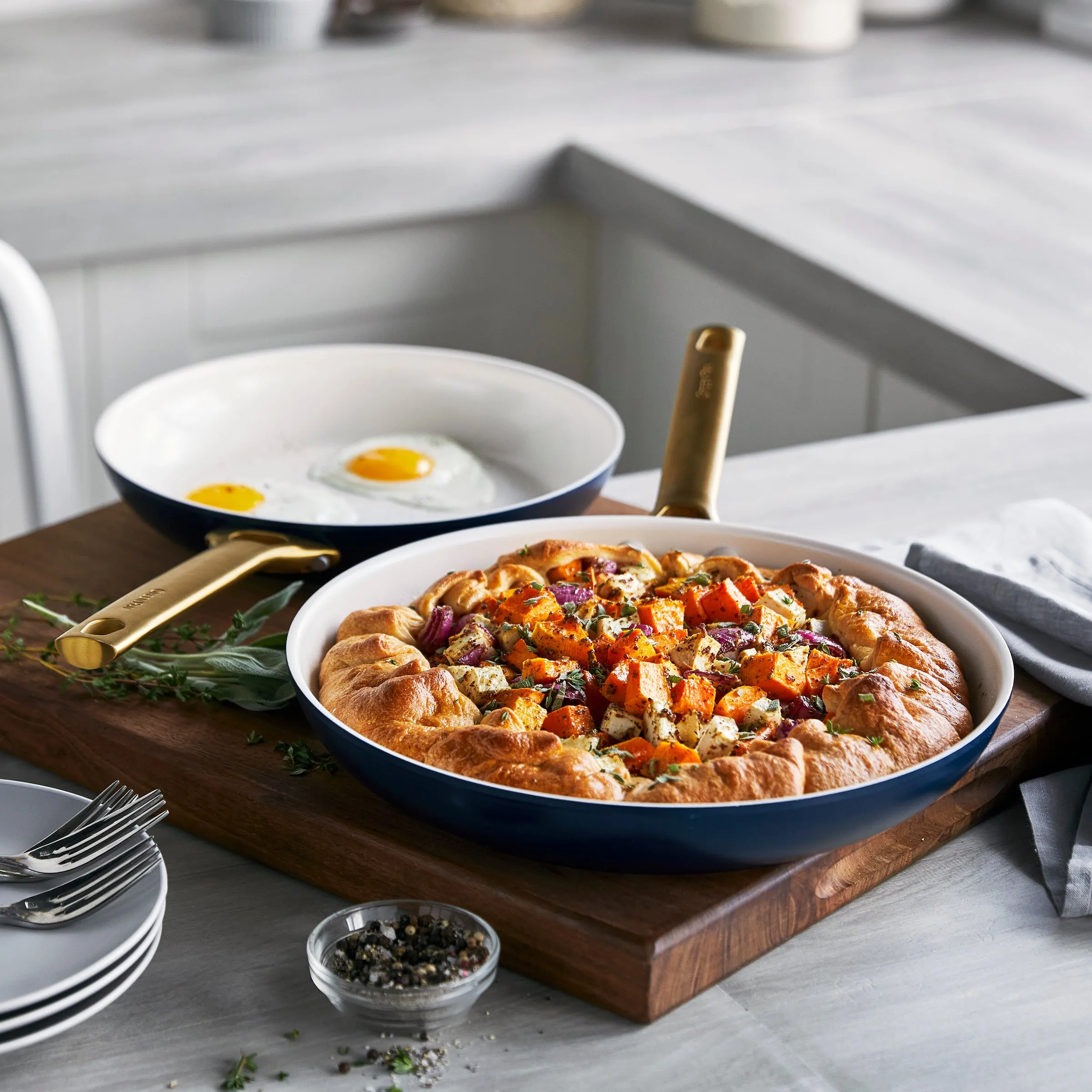 Reserve Nonstick, Ceramic Open Fry Pan Set, 10" and 12"