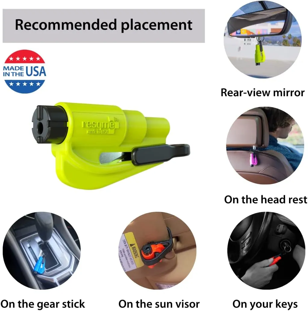 resqme Pack of 2, The Original Emergency Keychain Car Escape Tool, 2-in-1 Seatbelt Cutter and Window Breaker, Made in USA, Compact Safety Hammer- Black