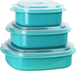 Reston Lloyd Calypso Basics Microwave Cookware, Steamer and Storage Set, Turquoise, Multiple Sizes, 6-Piece