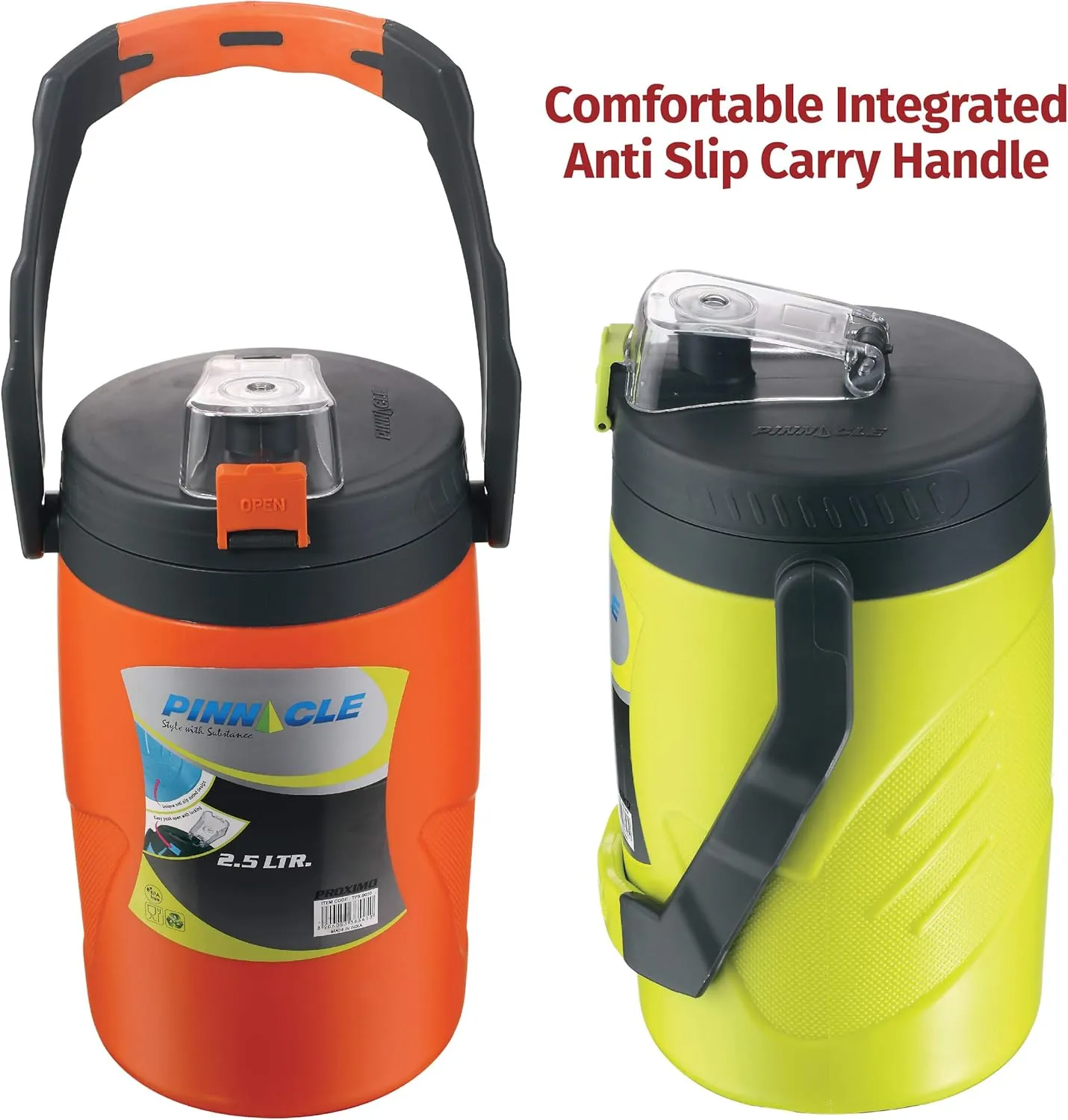 Reusable Leakproof Water Jug – 85oz Portable Half Gallon Bottle – Camping Spout – Yellow