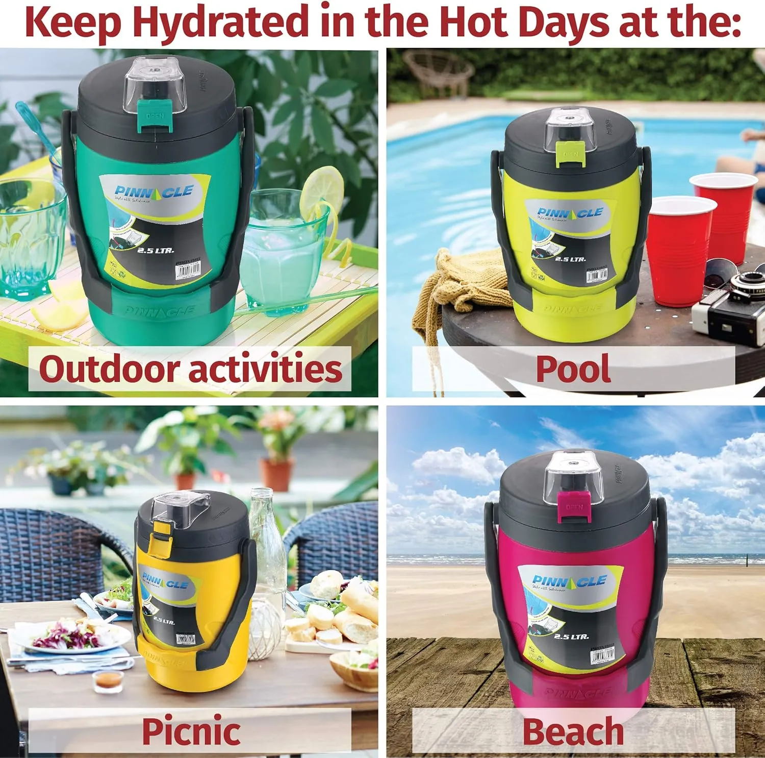 Reusable Leakproof Water Jug – 85oz Portable Half Gallon Bottle – Camping Spout – Yellow
