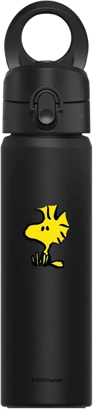 RHINOSHIELD AquaStand Magnetic Bottle 23 oz | Stainless Steel Insulated Sport Bottle with straw, with MagSafe Handle, Adjustable Tripod, Leak-Proof - Black - [Snoopy/Woodstock - Classic]