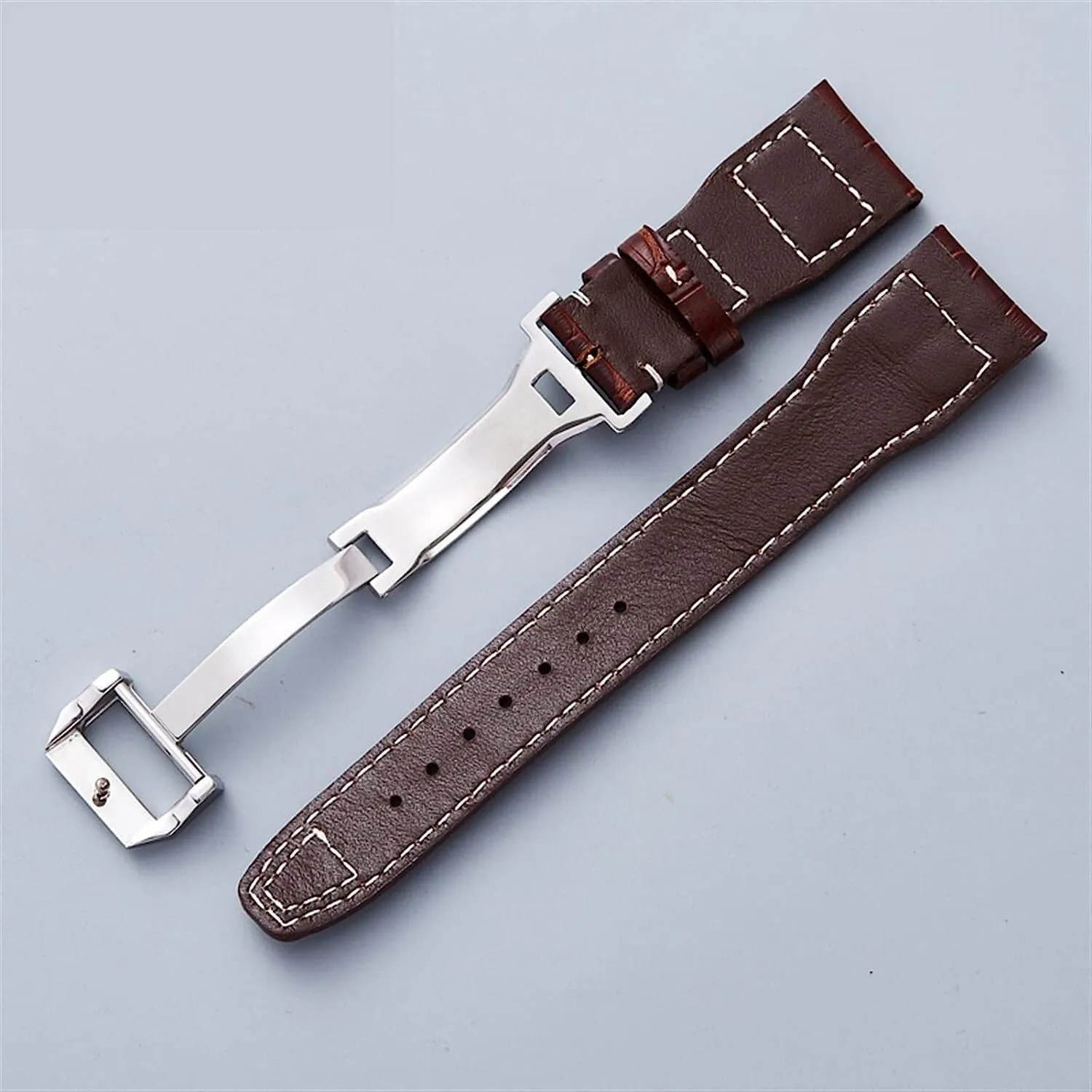 Rivet Cow Leather Wristband For IWC Pilot Mark Series Watch Band Genuine Leather Strap Accessories 22mm