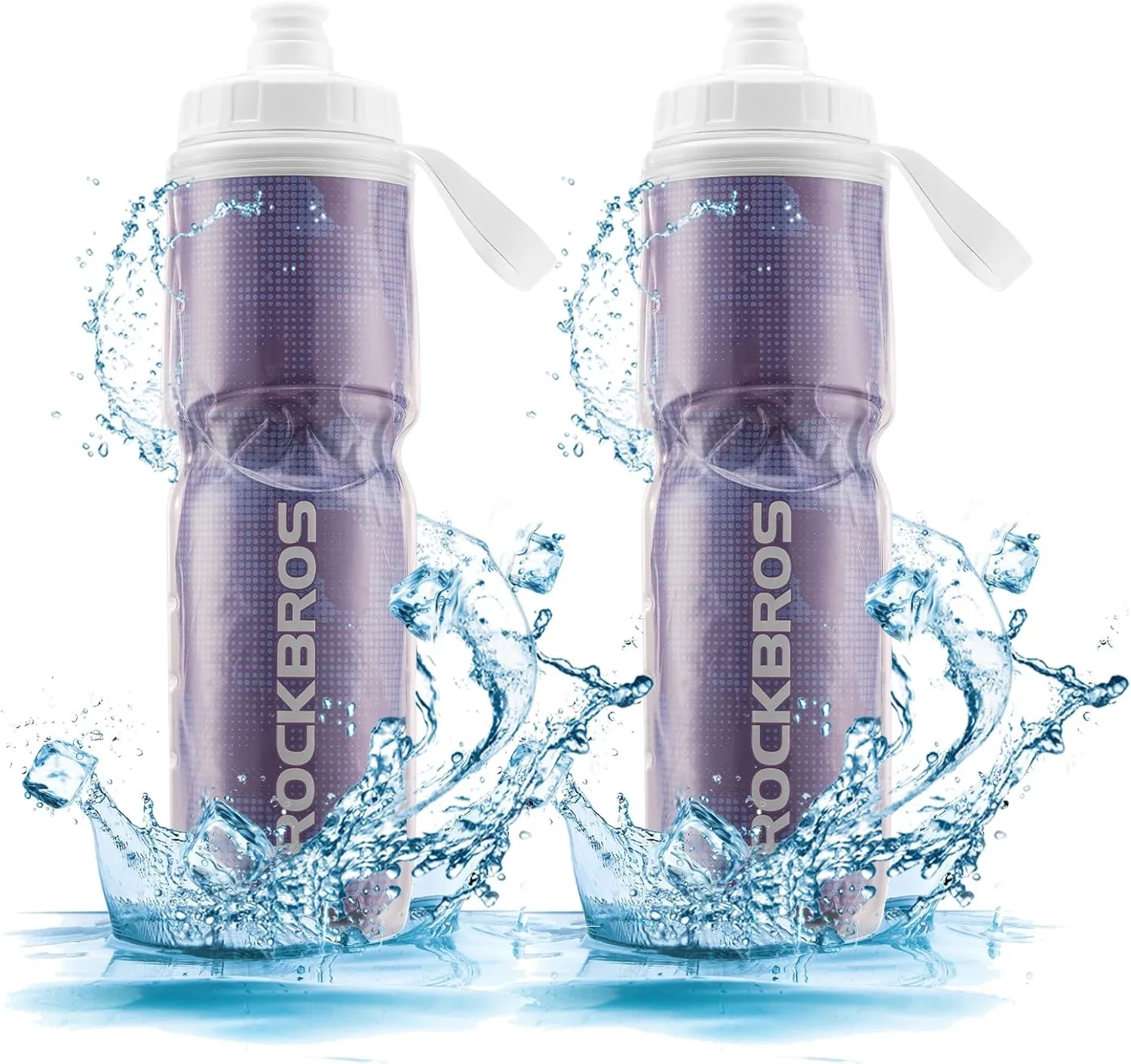 ROCKBROS 24OZ Insulated Bike Water Bottles Keep Water Cool, Leak-Proof Cycling Water Bottle with Handle, Bicycle Water Bottle Easy to Squeeze