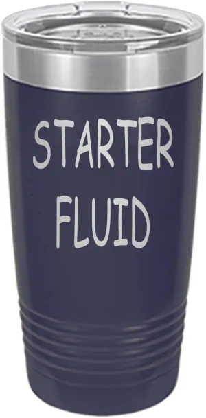 Rogue River Tactical Funny Starter Fluid Large 20 Ounce Travel Tumbler Mug Cup w/Lid Vacuum Insulated Hot or Cold Sarcastic Dad Father For Men Him (Blue)