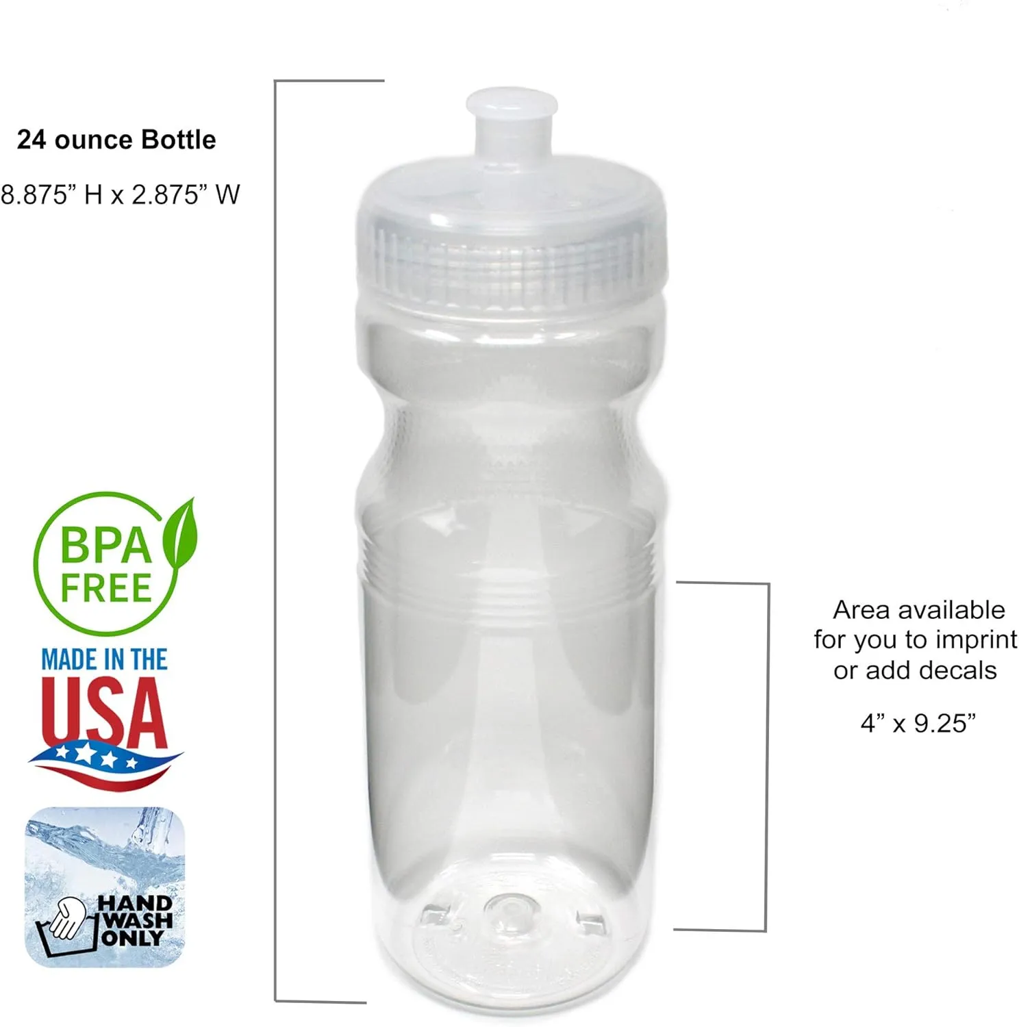Rolling Sands 24 Ounce BPA-Free Plastic Water Bottles, Set of 10, Made in USA
