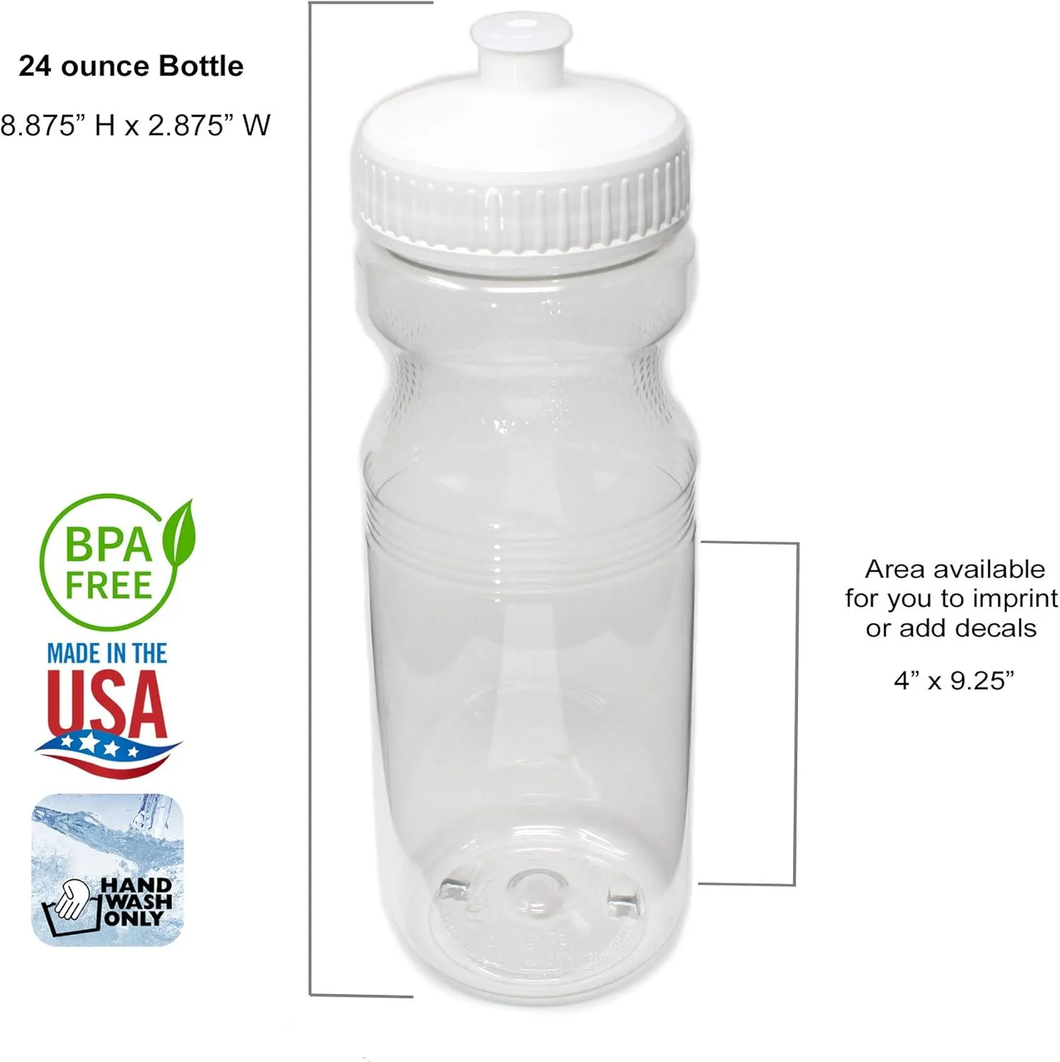 Rolling Sands 24 Ounce BPA-Free Plastic Water Bottles, Set of 10, Made in USA