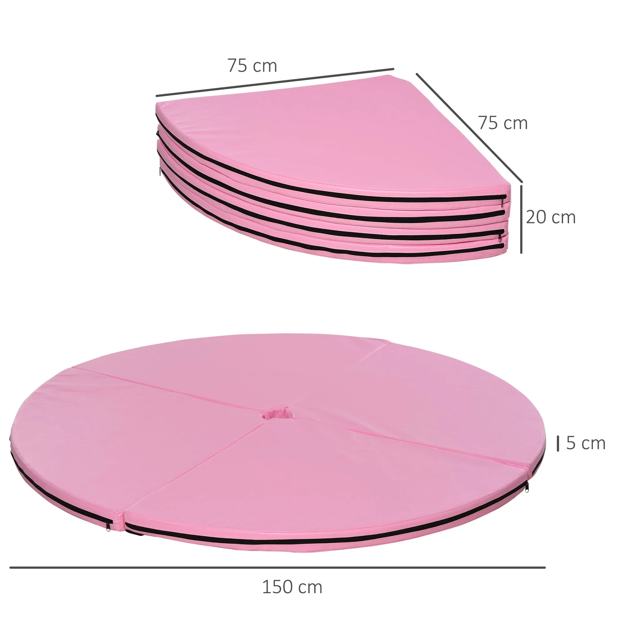 Rootz Foldable Pole Dance Mat - Protective Mat - Safety Mat - 5cm Thick Cushioning - Ø 150cm x 5cm