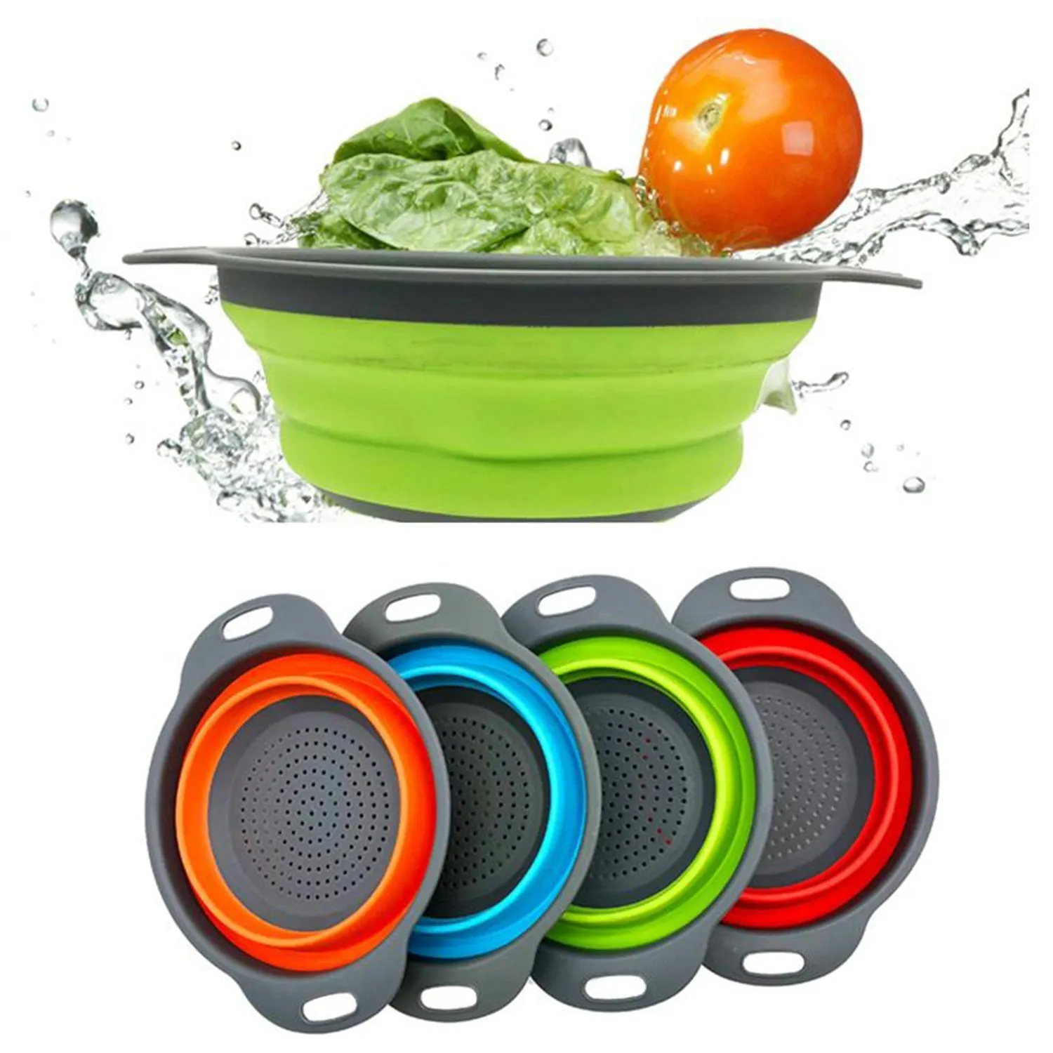 Round Sili Strain Foldable Kitchen Utensil For Straining