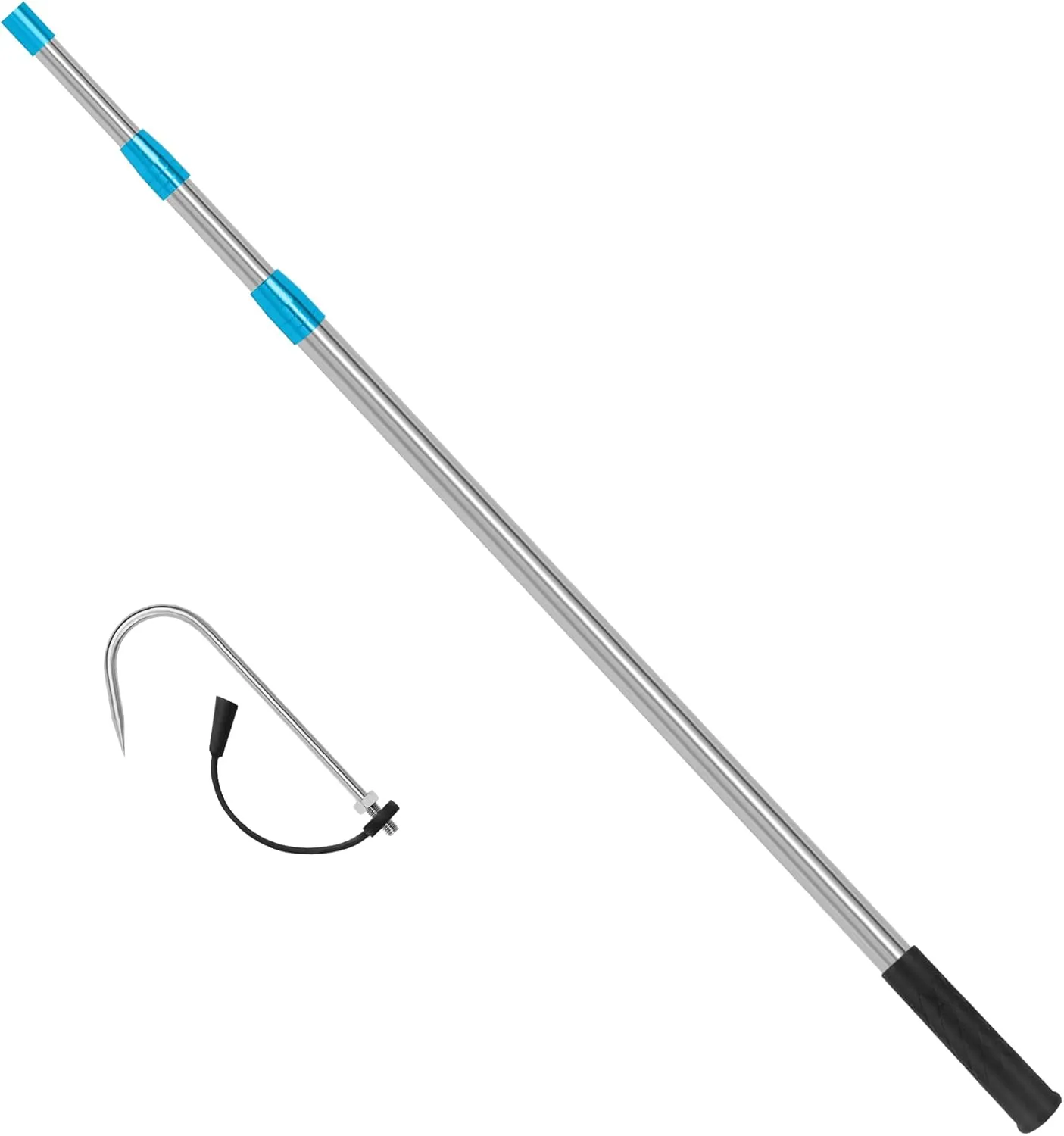 SANLIKE Telescopic Fish Gaff, Stainless Steel Retractable Telescopic Pole with Sea Fishing Hook Tackle for Saltwater Offshore Ice Tool