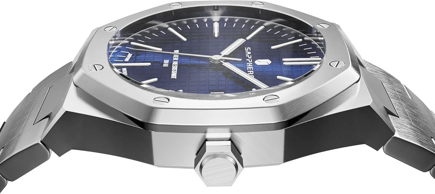 SAPPHERO Watches Men Octagonal 10ATM Waterproof Business Casual Fashion Mens Japanese Quartz Stainless Steel Luminous Wrist Watch Gift for Men