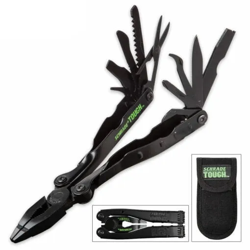 Schrade Tough Tools Multi-Tool Black Finish 4.8″ Closed w/ Nylon Sheath – ST1NB
