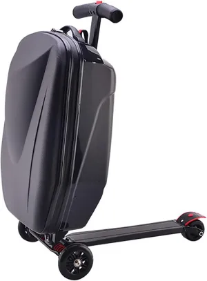 Scooter Suitcase Carry On Hardshell Ride On Suitcase Scooter for Kids Age 4-15, Multifunctional Ride On Lightweight Kids Luggage with Wheels(Size:Black)